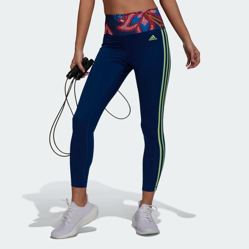 adidas Optime Training Shiny Full Length Leggings - Green, Women's Training