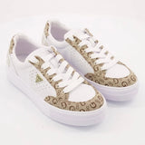 GUESS, White & Beige Beverly Logo Trainers GUW113